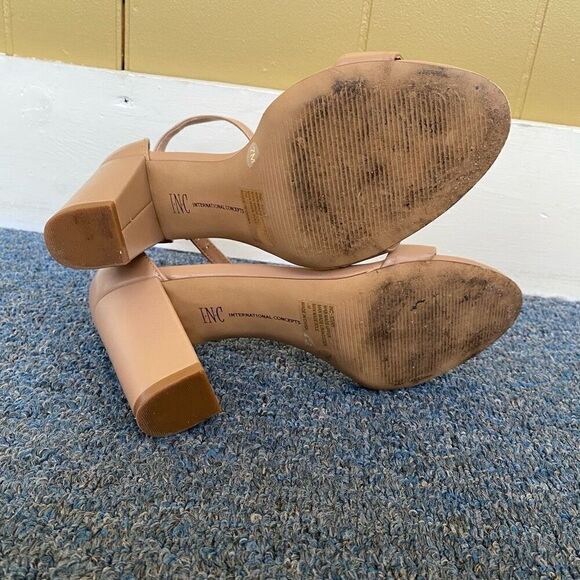 INC International concepts women 7 tan open toe strap 3.5” heel w/ankle buckle - Picture 8 of 10